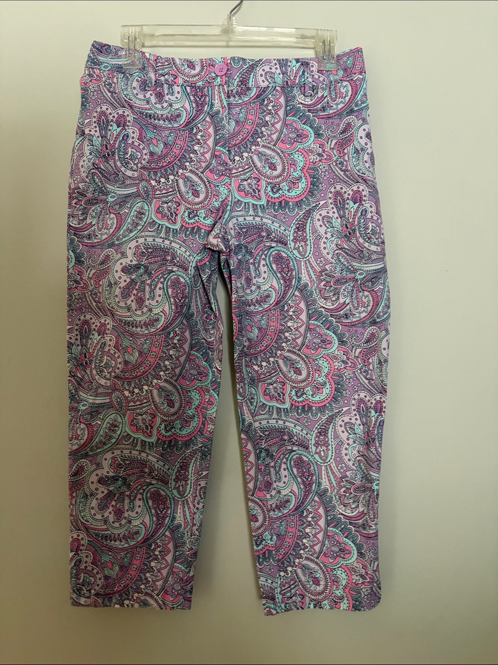 Talbots Pink Purple Paisley Womens Crop Pants